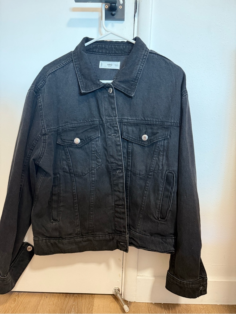 Mango Washed Black Denim Jacket size large